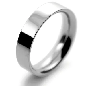 Flat Court Profile Wedding Rings - Platinum 